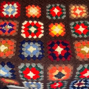 Vintage Granny Square Throw Afghan‎ Blanket